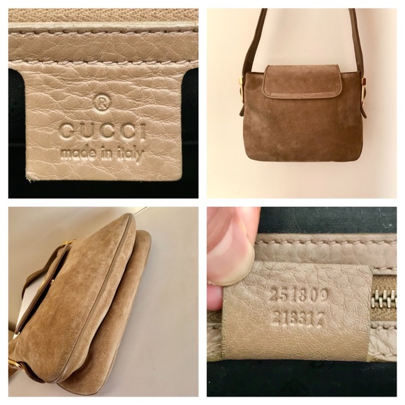 GUCCI Vintage 1970’s GG Tan Suede Leather Handbag - Picture 8 of 12